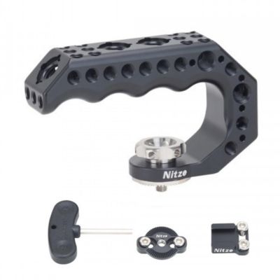 DirectNine Basics Nitze Lil Stinger NATO Handle ARRI Rosette Handle with N40C Cold Shoe and N64-G Rosette Mount PA28M-CK for Camera Rigs, blak
