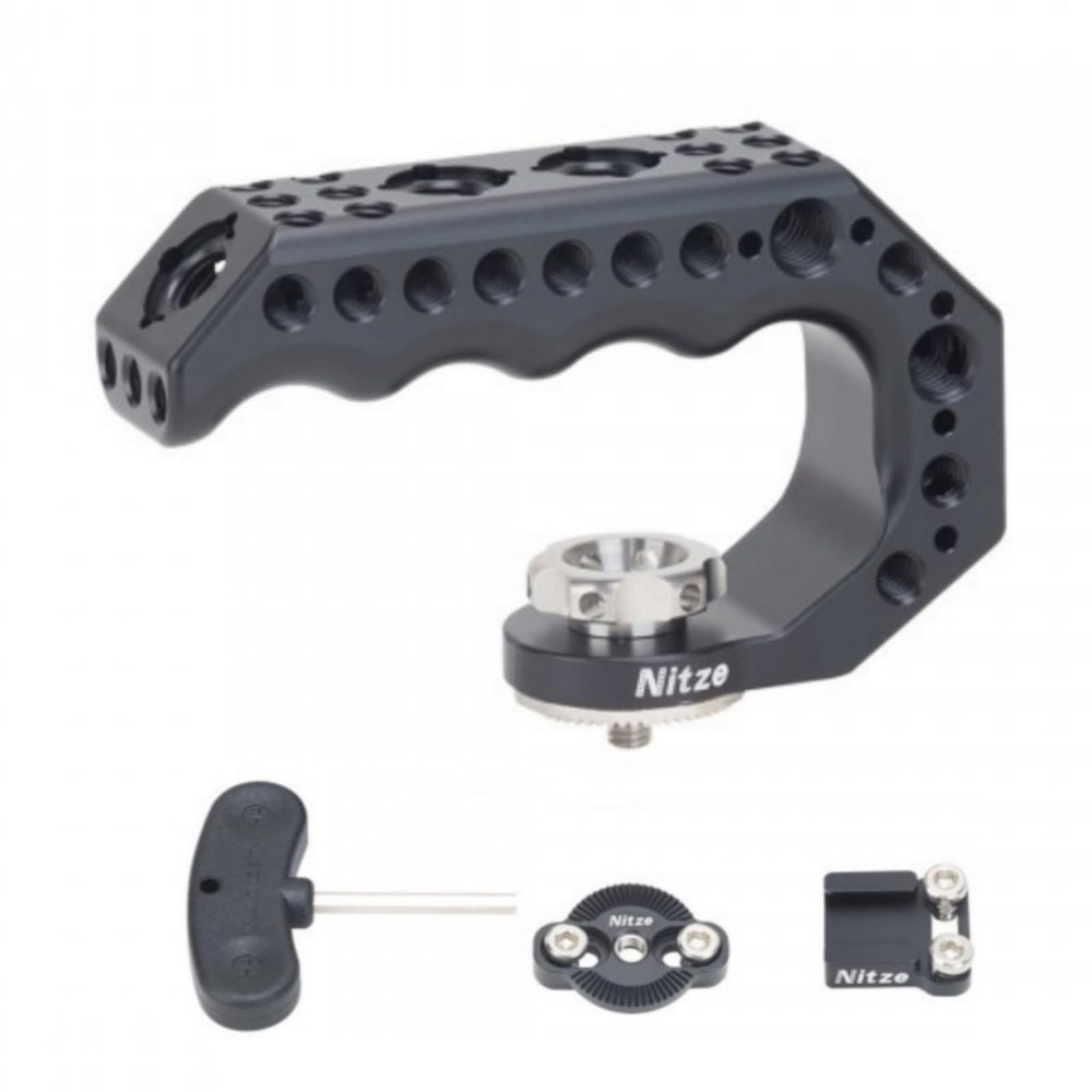 DirectNine Basics Nitze Lil Stinger NATO Handle ARRI Rosette Handle with N40C Cold Shoe and N64-G Rosette Mount PA28M-CK for Camera Rigs, blak