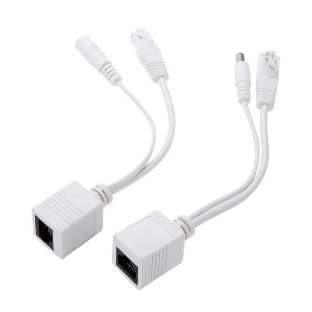 10pcs(5pair) POE Splitter POE Switch POE Cable Adapter Tape Screened 5V 12V 24V 48V Power Supply Cable 5.5 * 2.1mm (Size : White-5pair)