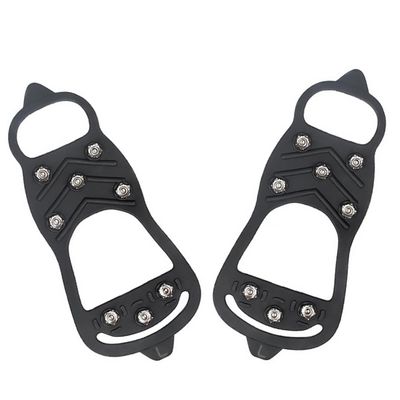 COLLBATH 1pair Non-Skid Crampon Shoe Covers for Ice and Snow Fall Covers for Men and Women Flexible Non-Slip Spikes for Winter Conditions Black