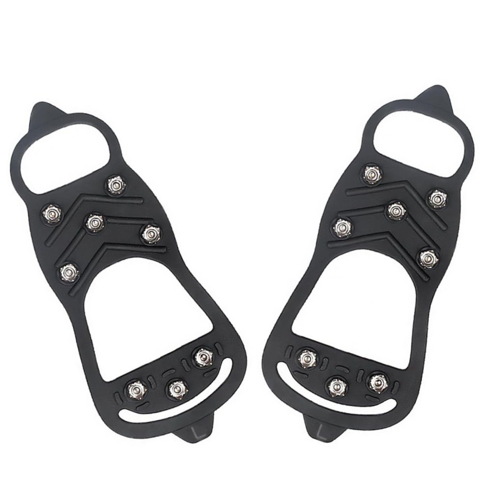 COLLBATH 1pair Non-Skid Crampon Shoe Covers for Ice and Snow Fall Covers for Men and Women Flexible Non-Slip Spikes for Winter Conditions Black