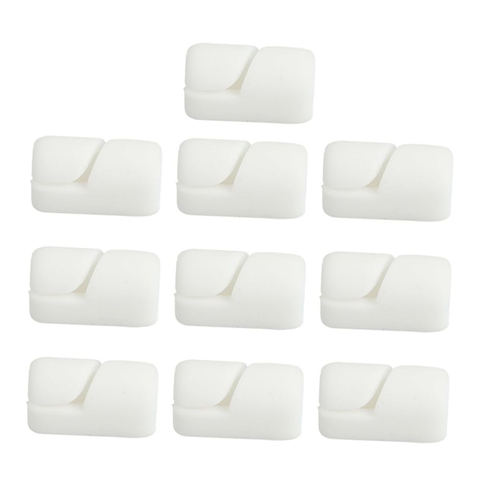 DOITOOL Silicone Cable Holders 10 Pack Cord Organizers Cable Clips Cord Organizer Phone Cord Holder Clip White 7mm