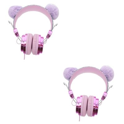 DOITOOL 2pcs Cat Ear Headphones Wireless Headphones for Kids Ear Headset Abs Violet