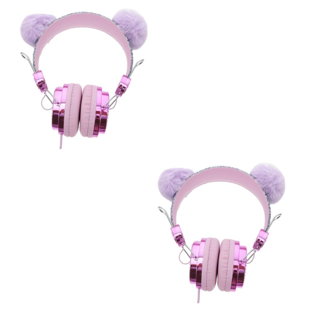DOITOOL 2pcs Cat Ear Headphones Wireless Headphones for Kids Ear Headset Abs Violet