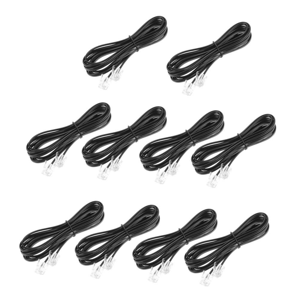 Veemoon 10pcs Telephone Cord 4-core Landline Cable 2 Meters Rj11 Connector Phone Line Fit for Multiple Devices No Crosstalk High Fidelity Easy to Use