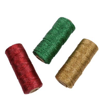 STOBOK 3pcs Strings Christmas Tinsel Xmas Tinsel Wrapping Cord Twine Rope Hair Clip Decor Crafts Gift Thread Garland Decor Xmas Cotton Wrapping Cord Labels Metal Ribbon Cotton Thread, 10x4x4cm