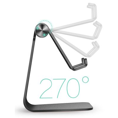 DOITOOL Adjustable Aluminum Alloy Phone Stand for Desk Multi-Functional Cellphone Holder with Stylish Design for Live Streaming and Movie Watching Black