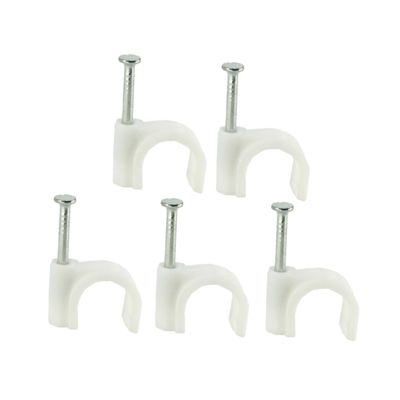 Homoyoyo 100pcs Coax Cable Clips Weather-Resistant Wire Holders for Cord Management Impact-Resistant Plastic Cable Organizers Round Clamps for Use