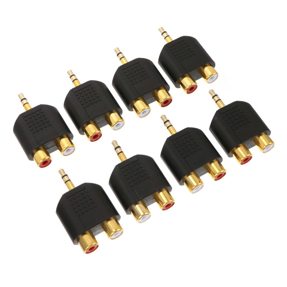 Homoyoyo 8pcs Audio Splitter Adapter Male to Dual Female y Connector for Tv Laptop and Phone Plated Wear Audio Video Signal Transmission