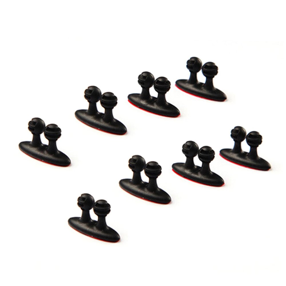 DOITOOL 16pcs Cable Clips Organizer Multi-Purpose Black Wire Cord Fixer for Car Desk Use Mounts for Charging Earphone Cables Compact Design for Space Saving