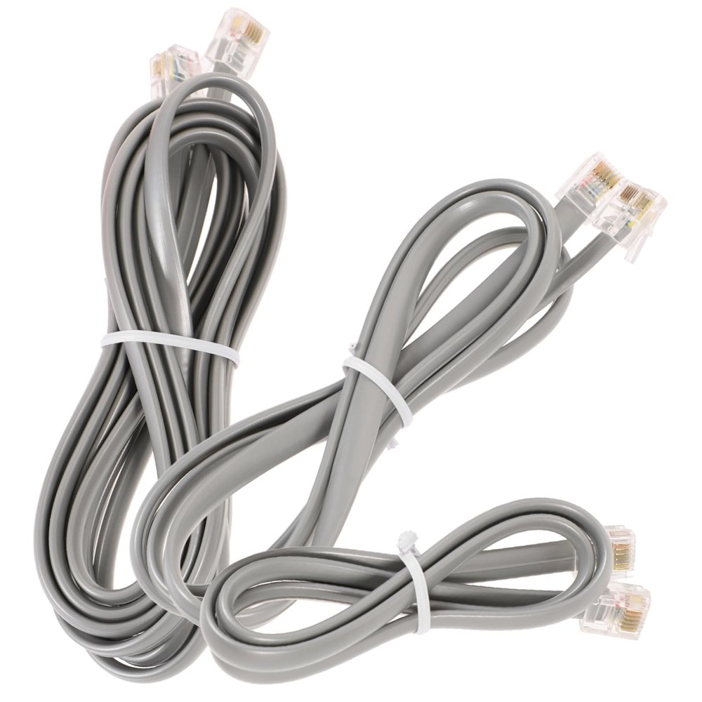 DOITOOL 3pcs Telephone Extension Cord with Pc Connectors Flat Cable for Landline Phones Includes and Lengths Durable and Wear-Resistant Silver Gray