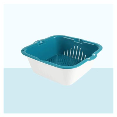 ColanderColander StrainerColander Strainer BasketSink Strainer Colander Drain Basket 2 in 1 Plastic Drainage Basket Square Fruit and Vegetable Basket Detachable Filter Bowl with Hook for Draining F