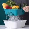 ColanderColander StrainerColander Strainer BasketSink Strainer Colander Drain Basket 2 in 1 Plastic Drainage Basket Square Fruit and Vegetable Basket Detachable Filter Bowl with Hook for Draining F view 3