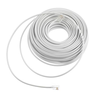 Veemoon Home Office Telephone Accessory 20m White 4-core Landline Cable Easy to Use Rj11 Plug