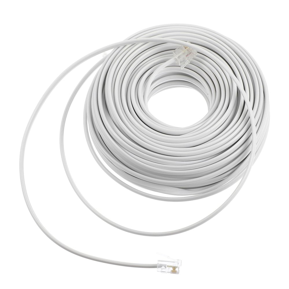 Veemoon Home Office Telephone Accessory 20m White 4-core Landline Cable Easy to Use Rj11 Plug