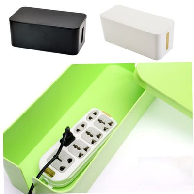 DOITOOL Power Cord Storage Box Plastic Organizer for Efficient Black Keeps Wires Hidden and Tidy Office