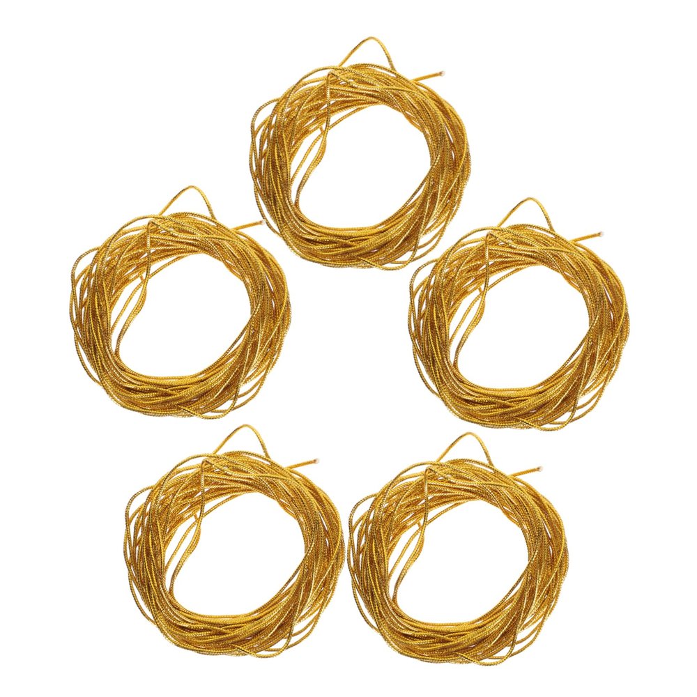 STOBOK Gold Rope Wrapping Binding Ropes Gold Trim Gold Craft Cord Lollipop Tie Wires Jewelry Practical Wrapping Rope Candy Bag Binding Ropes Bread Bag Ropes Seal Polyester Strap