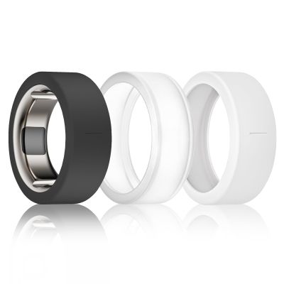 BandSmith Silicone Ring Cover Compatible with Oura Ring Protector, Elastic Case for Oura Ring Gen 4/3 Working Out - Patent Protected (Black+Clear+White, S for 678910)