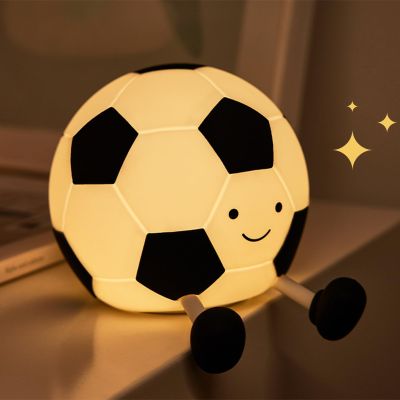AGEK Soccer Night Light for Kids, Cartoon Soccer Lamp Silicone Baby Nursery Night Light with 3 Level Dimmable Rechargeable Bedside Lamp Nightlight Gifts for Kids Toddler Bedroom Home Office Decor