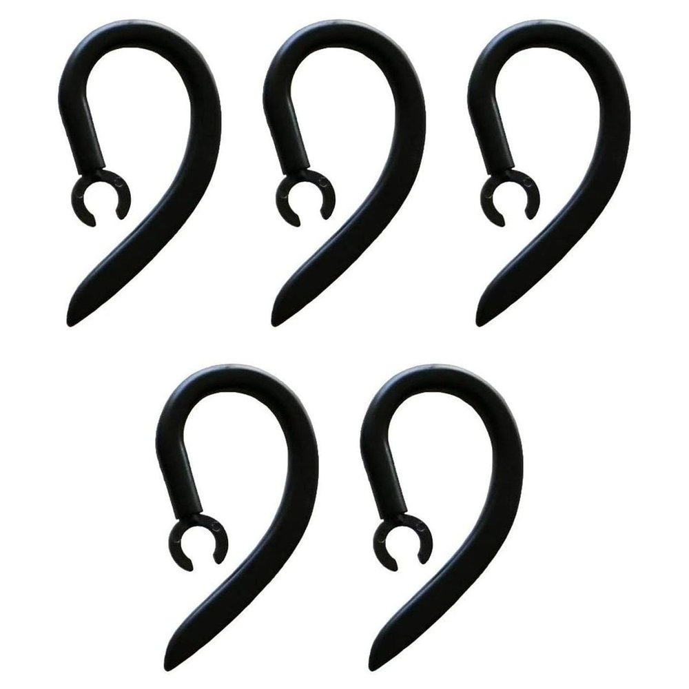 Ear Hooks 360 Rotatable Multi-Dimensional Adjustable Soft Silicone Bluetooth Headset Clips Anti-Slip Sports Clamp Loop Replacement 5Pcs 6mm, Black