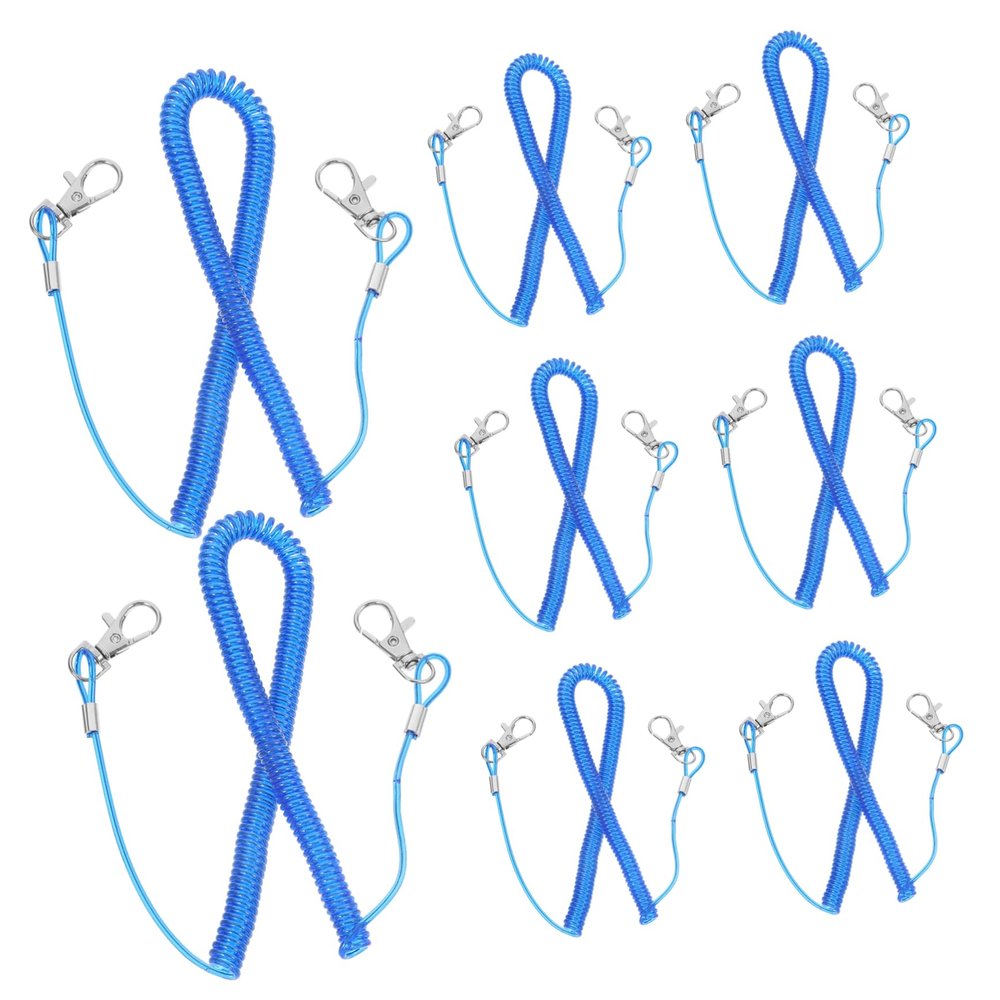 POPETPOP 8pcs Coiled Fishing Rod Protection Lanyards Steel Rope Accessories for Outdoor Fishing Suitable for Tackle and Tools Use Random Color
