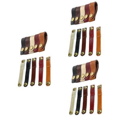 DOITOOL 30pcs Leather Cord Organizer Clips Earphone Winder Data Cable Holder Mixed Color Tidy for Home Travel