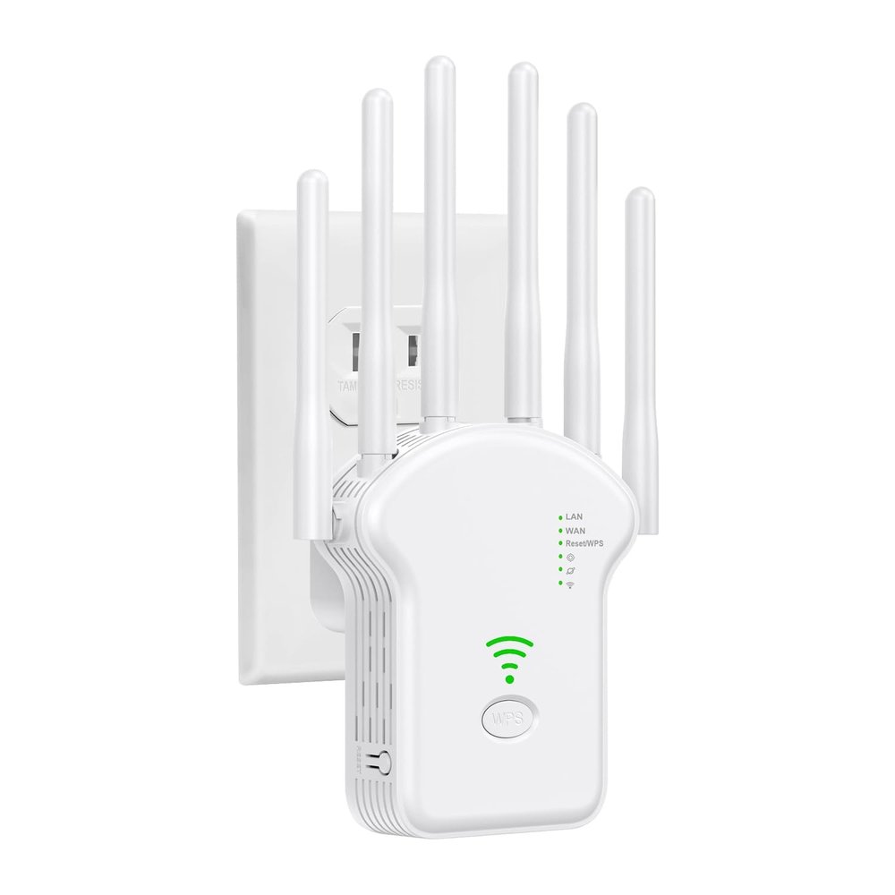 Niuluze 2024 Super WiFi Extenders Signal Booster for Home, Coverage up to 8000 sq.ft, Wireless Internet Repeater 300Mbps, Ethernet Port, 5 Modes, 6 Antennas 360  Full Coverage