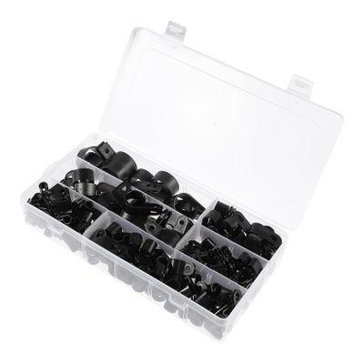Veemoon 200pcs R-Type Cable Clamp Kit Nylon Cord Organizers Trailer Wire Clips