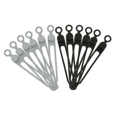 Veemoon 12pcs Reusable Silicone Cable Ties Flexible Wire Organizers for Home Office Outdoor Use Sturdy Multi-purpose Cord Management Straps Black Gray