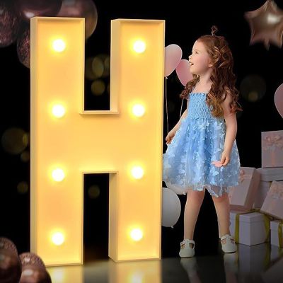 LED Marquee Letter Lights 3ft/4ft Large Marquee Light up Letters Pre-Cut Thick Foam Board Mosaic Numbers Kit with Light Bulbs for Wedding Party Home Bar Decor (Color : Letter H, Size : 120cm/4FT)