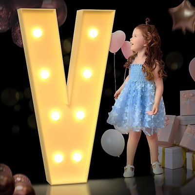 LED Marquee Letter Lights 3ft/4ft Large Marquee Light up Letters Pre-Cut Thick Foam Board Mosaic Numbers Kit with Light Bulbs for Wedding Party Home Bar Decor (Color : Letter V, Size : 120cm/4FT)
