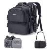 BAGSMART Camera Backpack, DSLR SLR Small Camera Bags for Photographers Compatible for Sony Canon Nikon, Shoulder Strap 2-in-1 Travel Backpack Fits 12.9" iPad, Black view 1