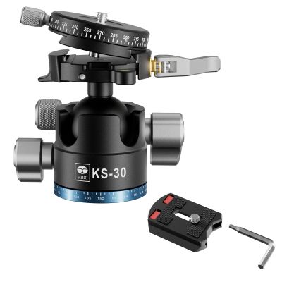 SIRUI 36mm Low Profile Ball Head KS-30, 360 Double Panoramic Aluminium Alloy Tripod Head for Camera, Camcorder, Professional Heavy Duty Ball Head for Tripod, Monopod, Camera Slider, Max Load 20KG
