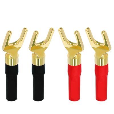 WUZDPRCJ 4PCS Banana Plugs Support 12AWG to 18AWG Wires Gold Plated Speaker Connector for Audio Wire Amplifiers Connectors (Color : Bent Needle)