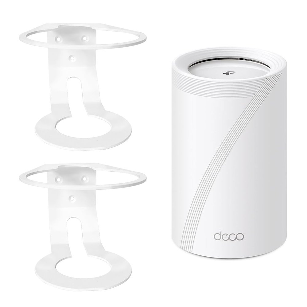 Compatible Wall Mount Deco WiFi 7 Wall Mount, 2 PACK Sturdy Metal Made Mount Stand Holder for DecoBE75/BE85/BE95/BE17000/BE22000/ Whole Home Mesh WiFi 7 Space-Saving Wall Hanging Bracket Holder