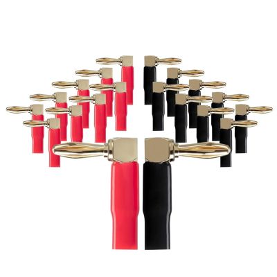 WUZDPRCJ 2/8/12/24PCS Banana Connectors Right Angle 90 Degree 4mm Gold-Plated Video Audio Adapter Plugs for Speaker Cable (Size : 24 Pieces, Color : Right Angle)