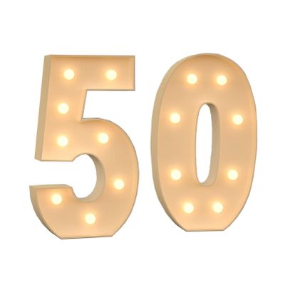 Marquee Light Up Numbers LED Numbers Light Signs Large Pre-Cut Frame Mosaic Numbers for 18nd 20th 50th Birthday Anniversary Wedding Party DIY Decoration (Color : Number 50, Size : 100cm/3FT)