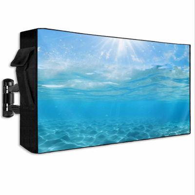 LBCASA Outdoor TV Cover 40 to 43 Inch Weatherproof, Blue Teal Summer Beach 600D Oxford TV Covers with Waterproof Zipper Coastal Nautical Seawater Ocean Outside TV Protector Size 40"W x 25"H x 4.5"D