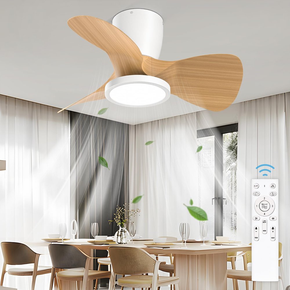 SYLEEN 24'' Ceiling Fans with Lights and Remote, DC Motor Large Air Volume Ceiling Fans, Dimmable 3 Colors Temperature, 1800 Lumens LED Light Ceiling Fan for Bedroom, Kitchen, Living Room, Apartment