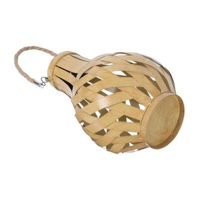 POPETPOP Quality Material Bamboo Lantern Lamp Solar-Powered Easy to Use for Outdoor Decor Landscape