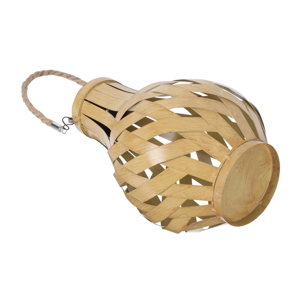 POPETPOP Quality Material Bamboo Lantern Lamp Solar-Powered Easy to Use for Outdoor Decor Landscape