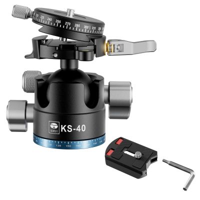 SIRUI 40mm Low Profile Ball Head KS-40, 360 Double Panoramic Aluminium Alloy Tripod Head for Camera, Camcorder, Professional Heavy Duty Ball Head for Tripod, Monopod, Camera Slider, Max Load 25KG