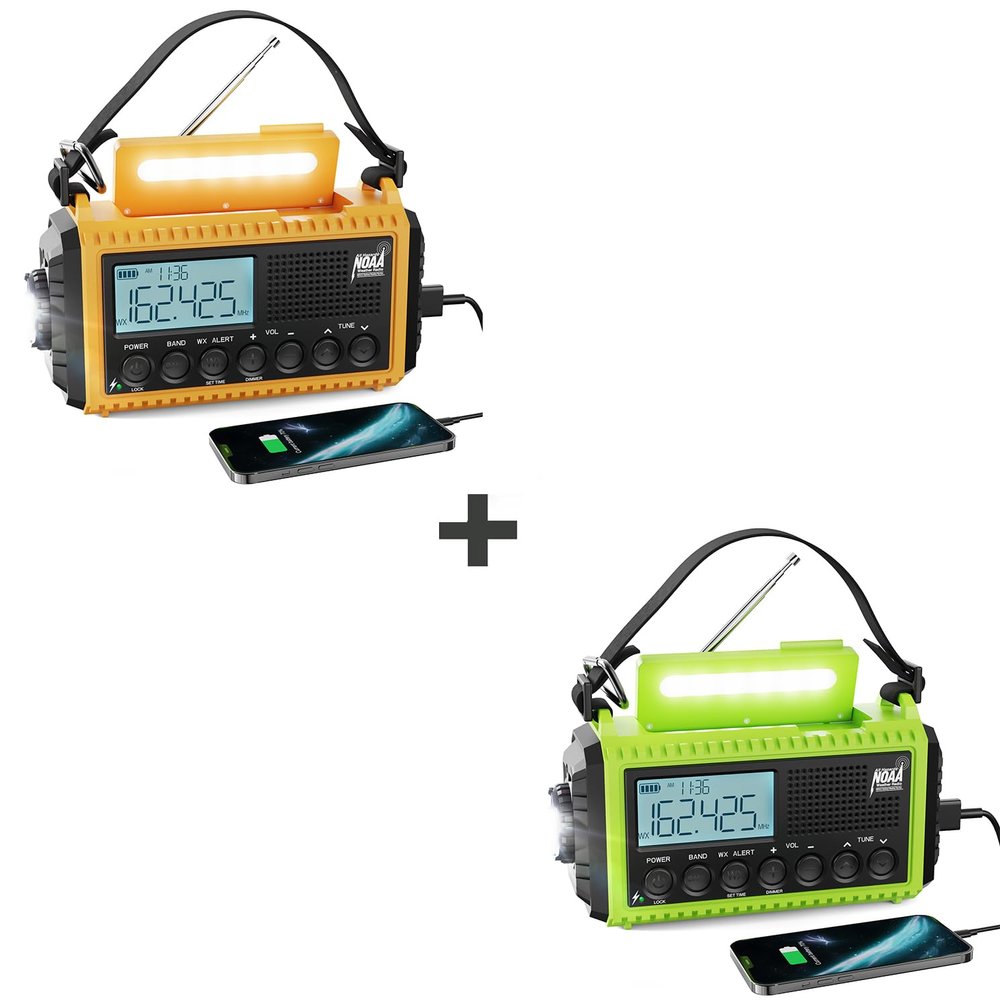 Emergency Radio Raynic 5000 Weather Radio Solar Hand Crank AM/FM/SW/NOAA Weather Alert Portable Radio with Cellphone Charger, Headphone Jack, Flashlight, Reading Lamp and SOS Alarm