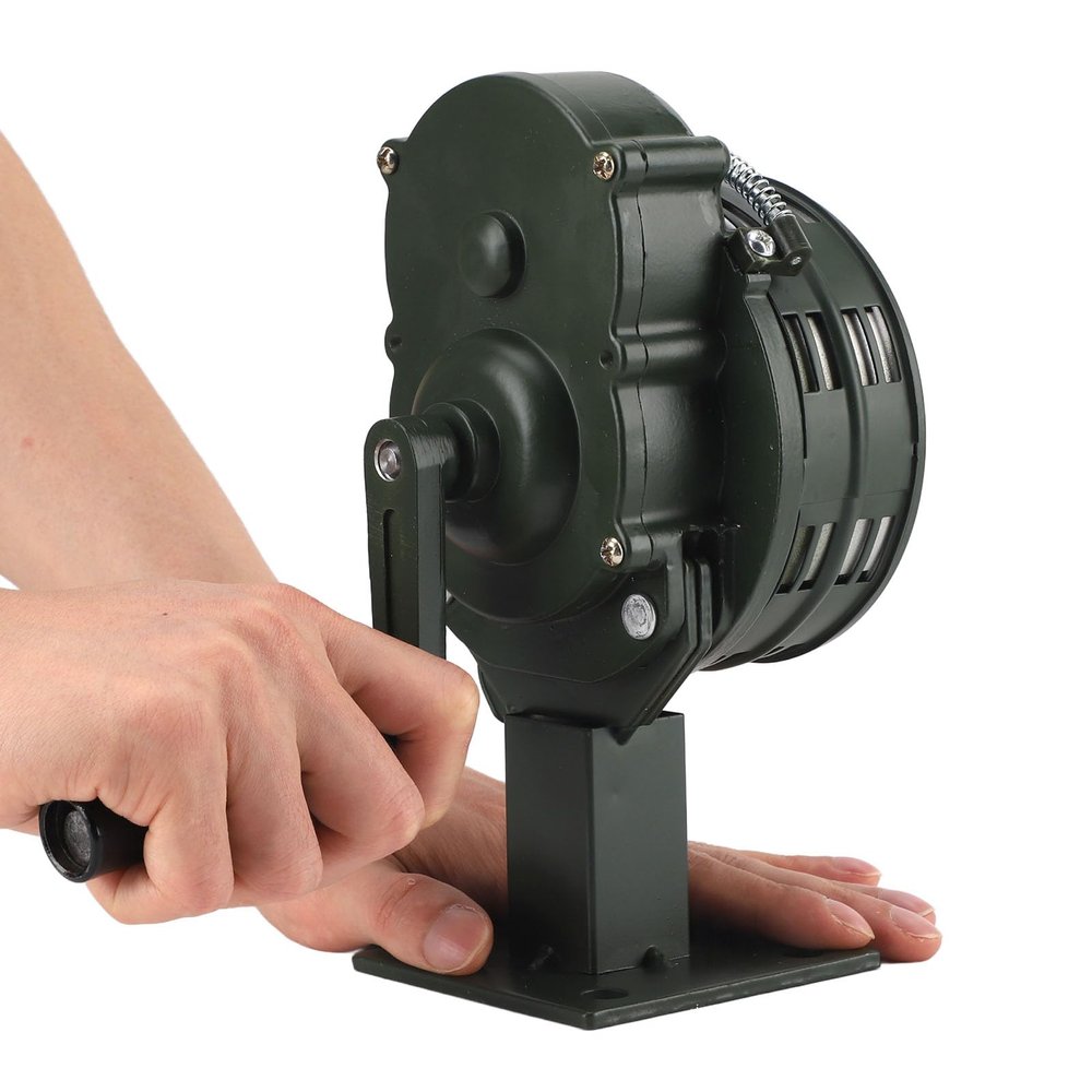Dpofirs Hand Crank Siren, 110dB Aluminium Alloy Emergency Alarm, Green