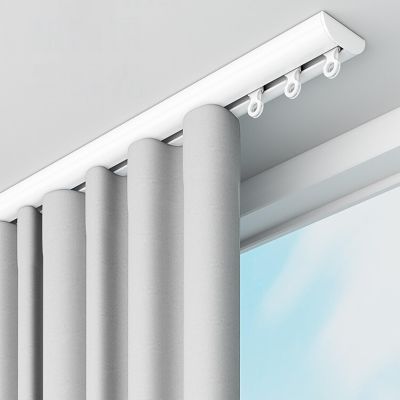 Ceiling Curtain Track Set, WhiteBlackaluminum Ceiling Track For Curtains, Curtain Track Ceiling Mount, Double Axle Pulleys, Strong Load-bearing, For Living Room Bedroom Room Divider ( Color : White