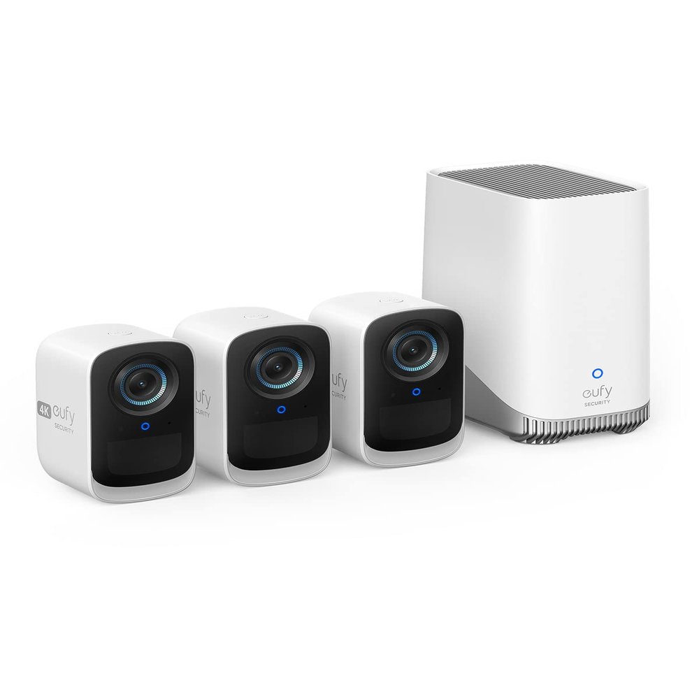 eufy Security eufyCam S300(eufyCam 3C) 3-Cam Kit, Security Camera Outdoor Wireless, 4K Camera, Expandable Local Storage, Face Recognition AI, Spotlight, Color Night Vision, No Monthly Fee