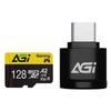 AGI 128GB MicroSDXC Memory Card with Type C Card Reader TF138 A2 U3 V30 4K C10 (98/70MB) view 1
