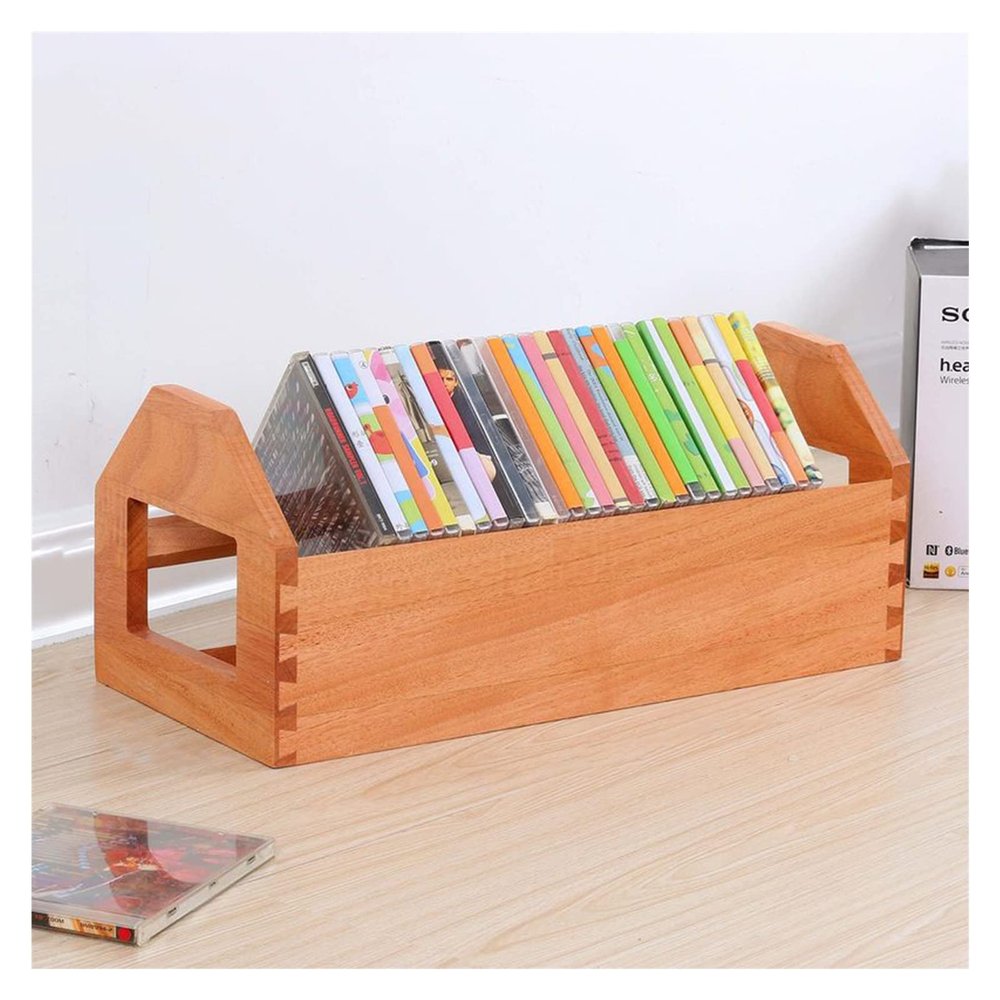 AEYSD-456 Vinyl Record Storage CD Rack Disc Rack Desktop CD Record Storage Rack Tape Case Old Record Collection Box Game CD Rack Record Crate