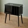 AEYSD-456 Vinyl Record Storage Solid Wood Bookcase Bookshelf Magazine Cabinet Modern Simple Storage Rack Record Player Storage Cabinet Living Room Side Cabinet Record Crate view 2