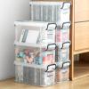 AEYSD-456 Vinyl Record Storage Plastic Storage, Modular Stackable Storage Bins with Black Latching Handles, 6.29x6.65x13.38inWhite Record Crate view 4